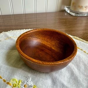Vintage Bohemian 3.5” Acacia Wood Round Bowl - Wooden Ring Dish